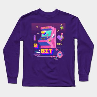 Retro I Love 8 Bit -Nostalgic 90's Lover Gamer Gifts Long Sleeve T-Shirt